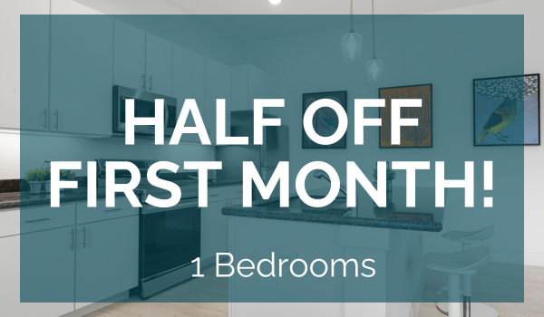1/2 Off Your First Month's Rent on All 1 Beds!